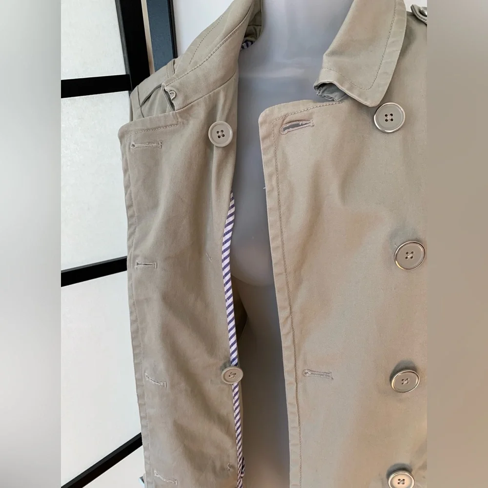 Joan Rivers (QVC) Double Breasted Short Trench Coat ~ Khaki Cotton ~ Size M - Picture 4 of 16